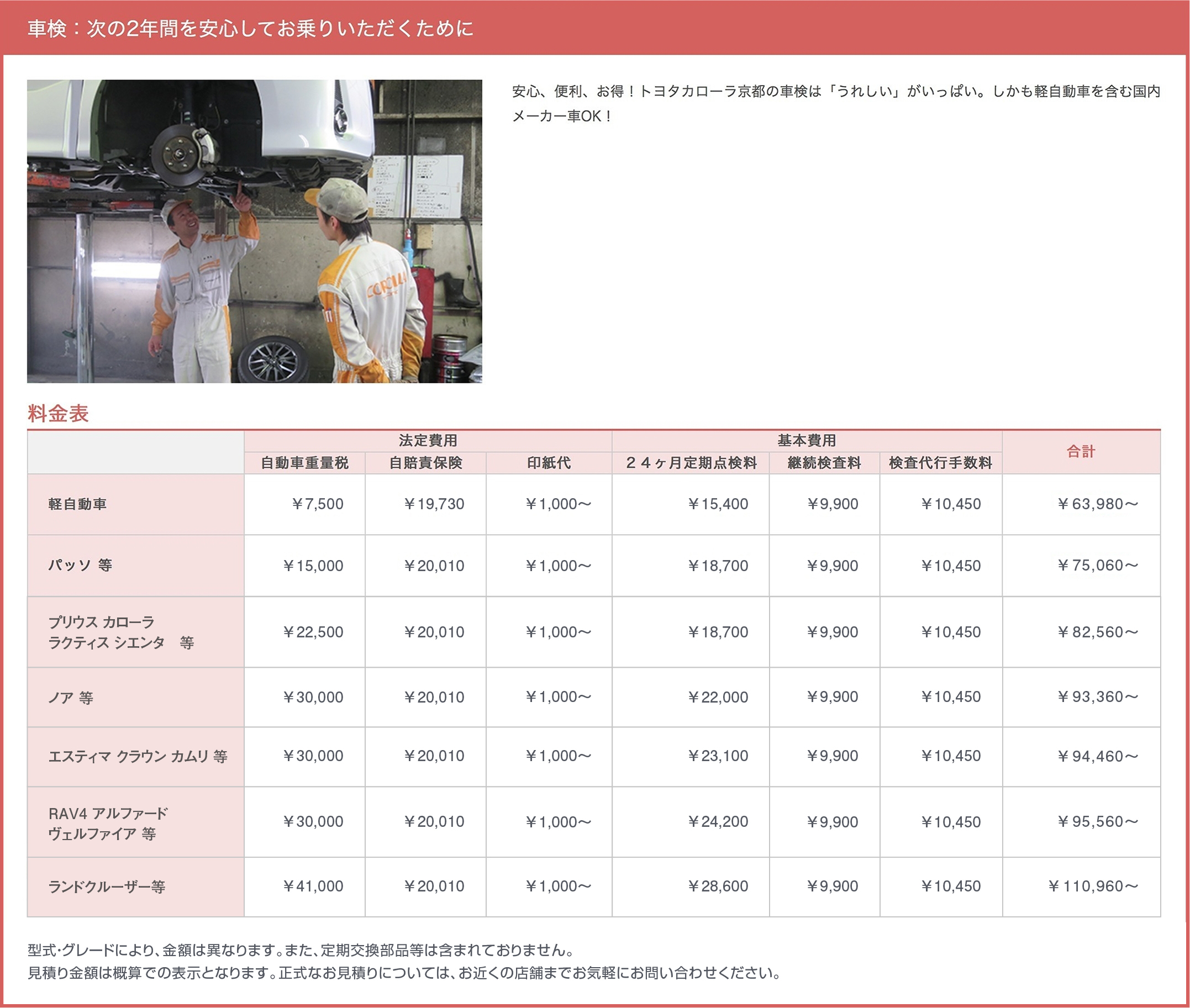 点検・修理のことなら、カローラ京都にお任せ。  トヨタカローラ京都